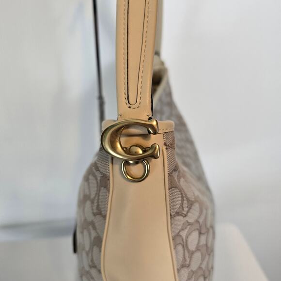 Coach Soft Tabby Hobo Bag in Signature Jacquard Ivory Chalk C6659 - Picture 6 of 11